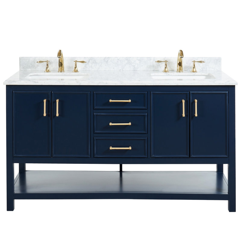 Breakwater Bay Paulene 30.12'' Double Bathroom Vanity with Marble Top